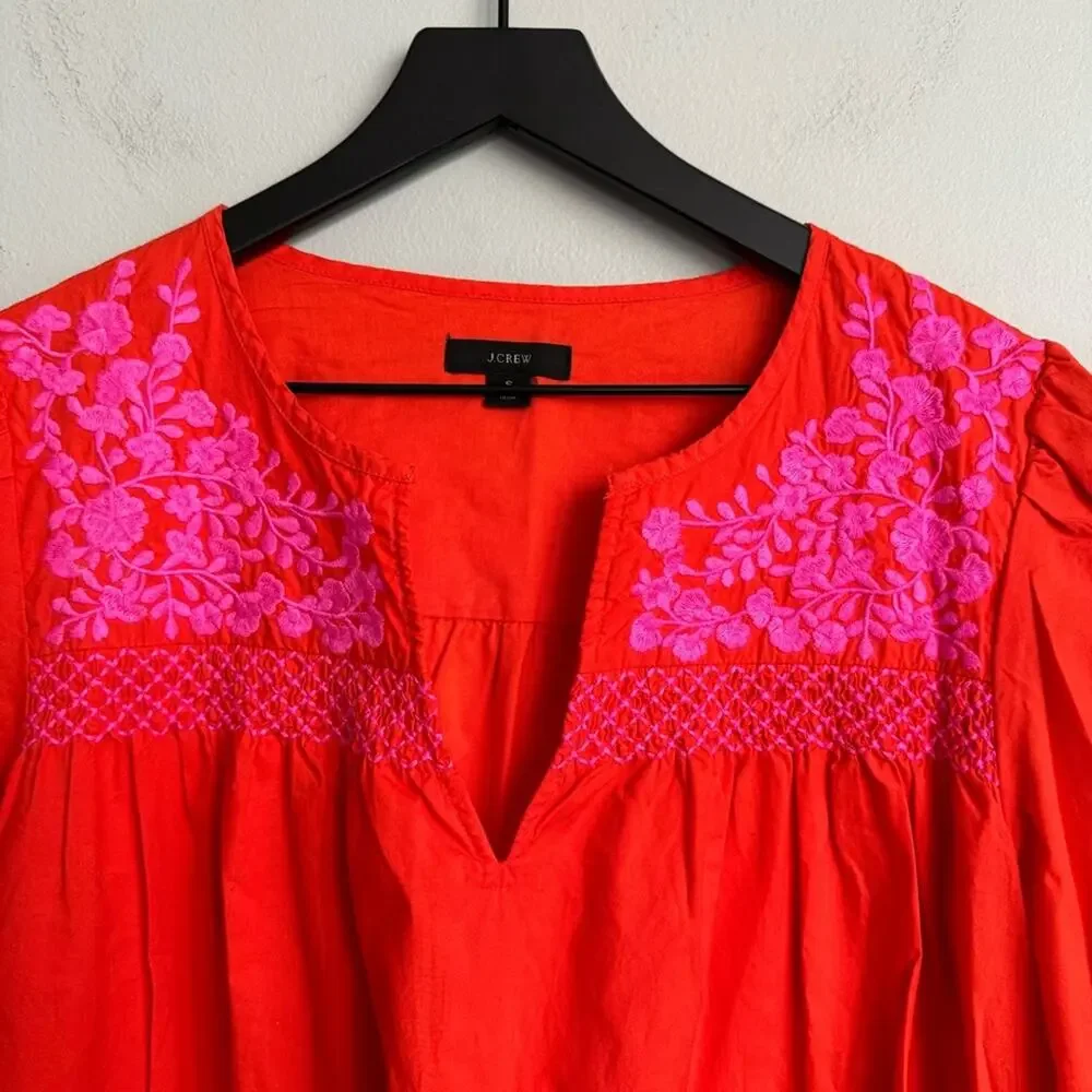 J. Crew Leda Embroidered Popover Dress (Small)